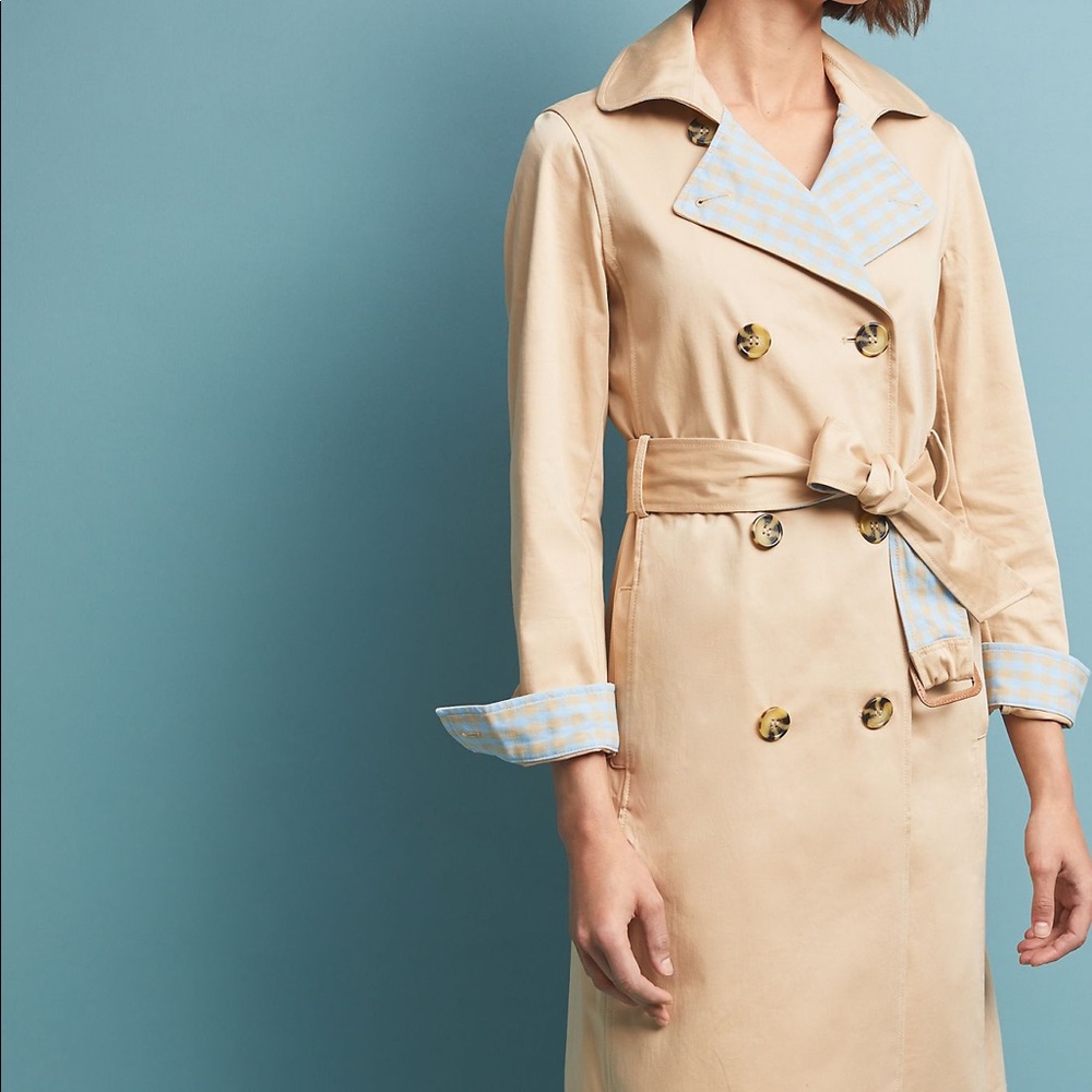 Anthropologie Gingham-Lined Trench Coat